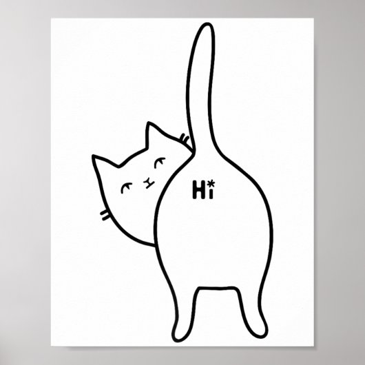 猫好きのための面白いハロー黒猫のお尻のデザイン ポスター (正面)