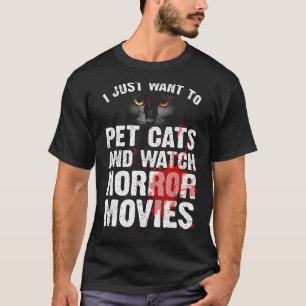 猫好きのための面白いホラー映画 メンズ レディース ハロウィン Tシャツ