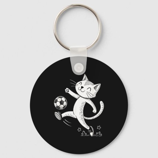 猫好きのための面白い猫サッカーボール キーホルダー (正面)