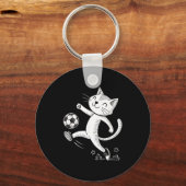 猫好きのための面白い猫サッカーボール キーホルダー (正面)