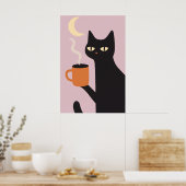 猫好きのための面白い「まあね」猫のギフト ポスター (キッチン)