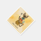 猫好きのための食事を出すランチレディ スタンダードカクテルナプキン (角)