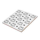 猫好きのための黒と白の猫の顔柄 タイル (側面)