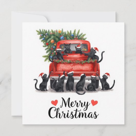 猫好きのための黒猫クリスマス シーズンカード (正面)
