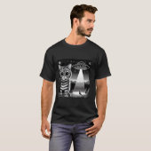 猫好きのためのUFO Tシャツと面白いエイリアンキャット Tシャツ (正面フル)
