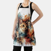 猫好きのエプロン芸術的絵を描- Splash エプロン (インサイチュ)