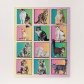猫好きのカラーブロックコラージパステルパズル ジグソーパズル (縦)
