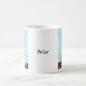 猫好きのギフトのオレンジ虎猫猫の名前をカスタムする コーヒーマグカップ (中央)