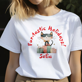 猫好きのクリスマスジョイ名Tシャツ Tシャツ