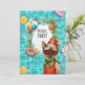 猫好きのクリスマスプールパーティー 招待状 (スタンド正面)