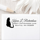 猫好きのドラマチックな黒猫シルエットアドレス ラベル (インサイチュ)