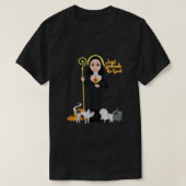 猫好きのニーブ島の聖ゲルトルド素晴らし保護聖人 Tシャツ (デザイン正面)