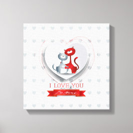 猫好きのハート キャンバスプリント