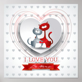 猫好きのハート ポスター