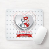 猫好きのハート マウスパッド (マウス)