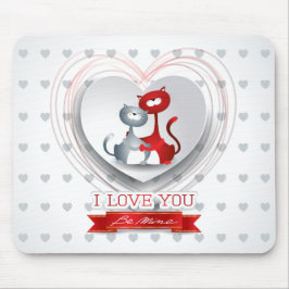 猫好きのハート マウスパッド