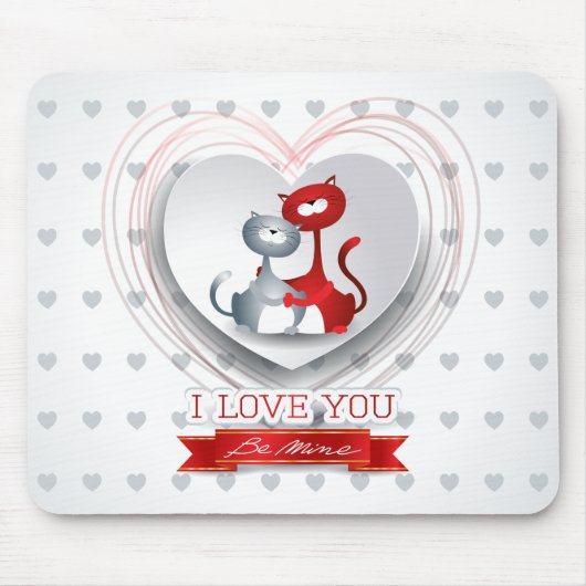 猫好きのハート マウスパッド (正面)