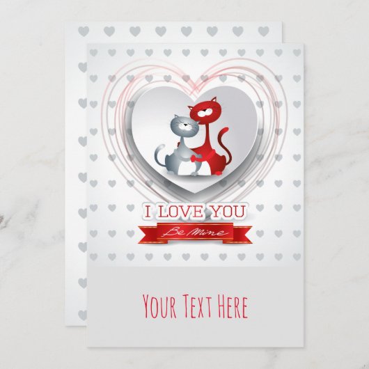 猫好きのハート 招待状 (正面/裏面)