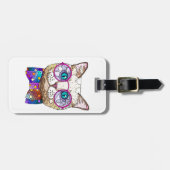 猫好きのヒップスターパーソナライズされたネコ ラゲッジタグ (正面横)