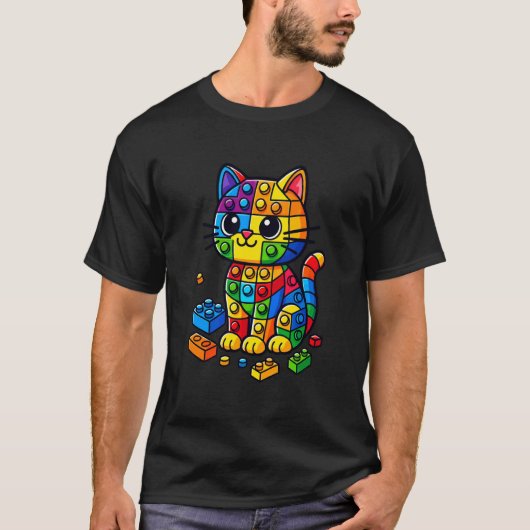 猫好きのマスタービルダー レゴ デザイナー キッズ ブロック おもちゃ Tシャツ (正面)