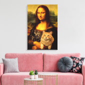 猫好きのモナ・リサ（猫の毛皮） キャンバスプリント (インサイチュ (リビング))