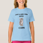 猫好きのワイシャツ猫2019年を愛するちょうど女の子 Tシャツ (正面)