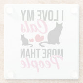 猫好きの人よりも猫が好き ガラスコースター (裏面)