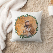 猫好きの写真と引用文グリーン クッション (ブランケット)