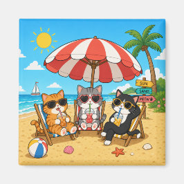 猫好きの夏の楽しみ マグネット