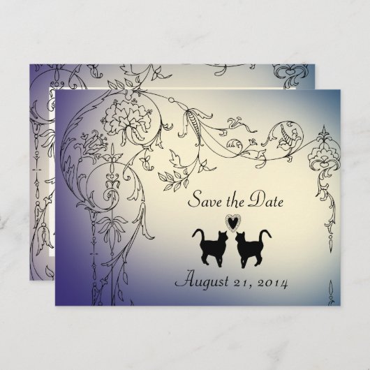 猫好きの庭でデートを楽しむ 案内ポストカード (正面/裏面)