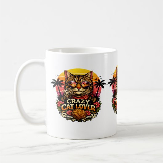 猫好きの気分 – かわいい猫のデザイン コーヒーマグカップ (左)