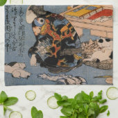 猫好きの画家・歌川国芳 キッチンタオル (折り畳み)