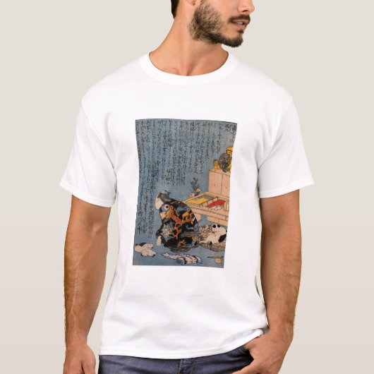 猫好きの画家・歌川国芳 Tシャツ (正面)