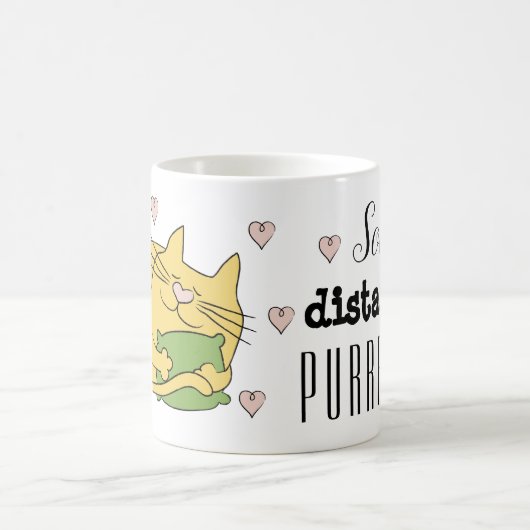 猫好きの社交的な宣伝文句 コーヒーマグカップ (中央)