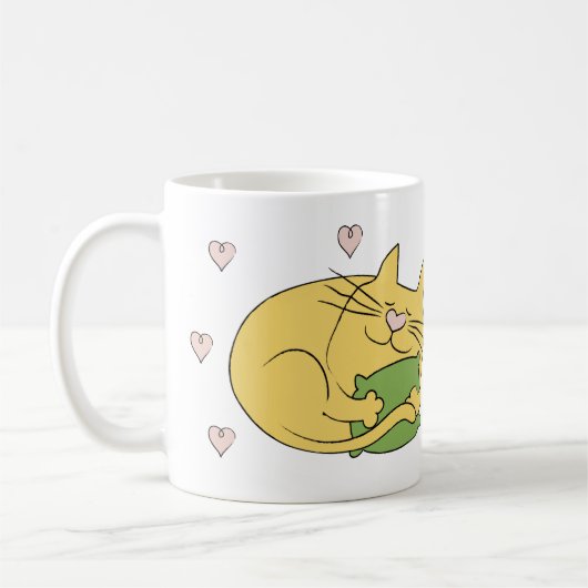 猫好きの社交的な宣伝文句 コーヒーマグカップ (左)