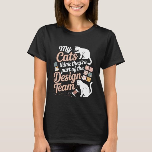 猫好きの裁縫ユーモア クッティングユーモア 面白い編み物 Tシャツ (正面)