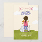 猫好きの誕生日 招待状 (正面/裏面)