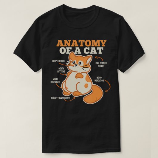 猫好きの贈り物おもしろいの解剖学 Tシャツ (デザイン正面)