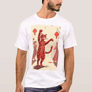猫好きの赤猫ダンス Tシャツ