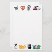 猫好きの静止した紙 便箋 (正面/裏面)