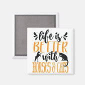 猫好きの馬と暮らしが良い マグネット (正面/裏面)