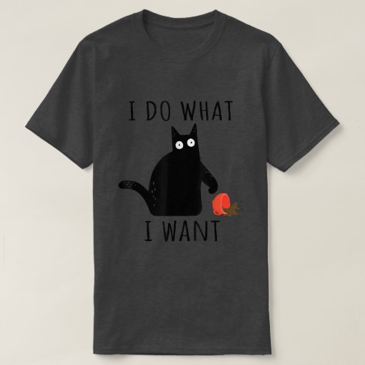 猫好きの黒猫が欲しいおもしろいことをする  Tシャツ (デザイン正面)