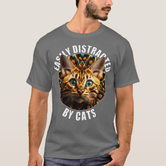 猫好きは猫の旅行Throに簡単に気を散らす Tシャツ