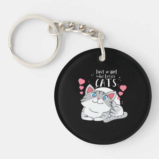 猫好きは猫を愛する女の子 キーホルダー (正面)