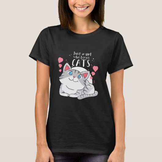 猫好きは猫を愛する女の子 Tシャツ (正面)