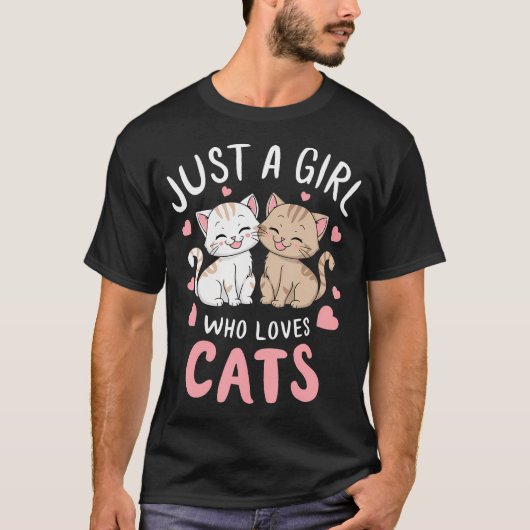 猫好きは猫を愛する女の子 Tシャツ (正面)