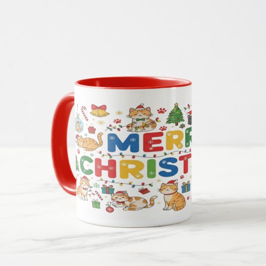 猫好きへのクリスマスプレゼントに最適な可愛い猫のマグカップ マグカップ (正面左)