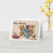 猫好きへのハッピーバースデー… カード (黄色い花)