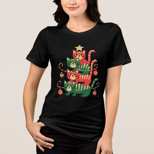 猫好きへの楽しいホリデーギフト トライブレンドTシャツ (正面)