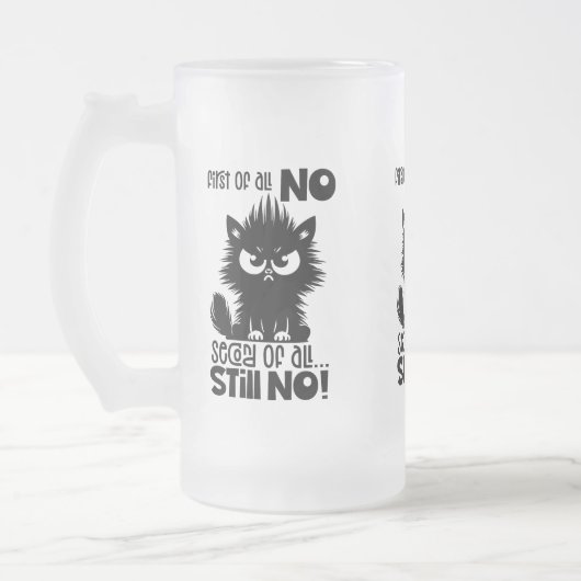 猫好きへの贈り物に最適 First Of All, No フロストグラスビールジョッキ (左)